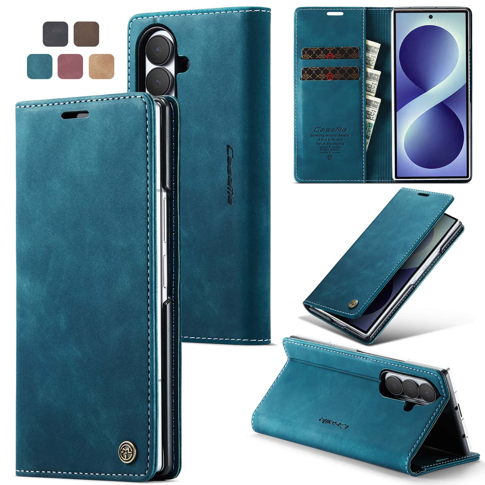 Leather Folio Wallet Case - Leather Flip Wallet Case for Samsung