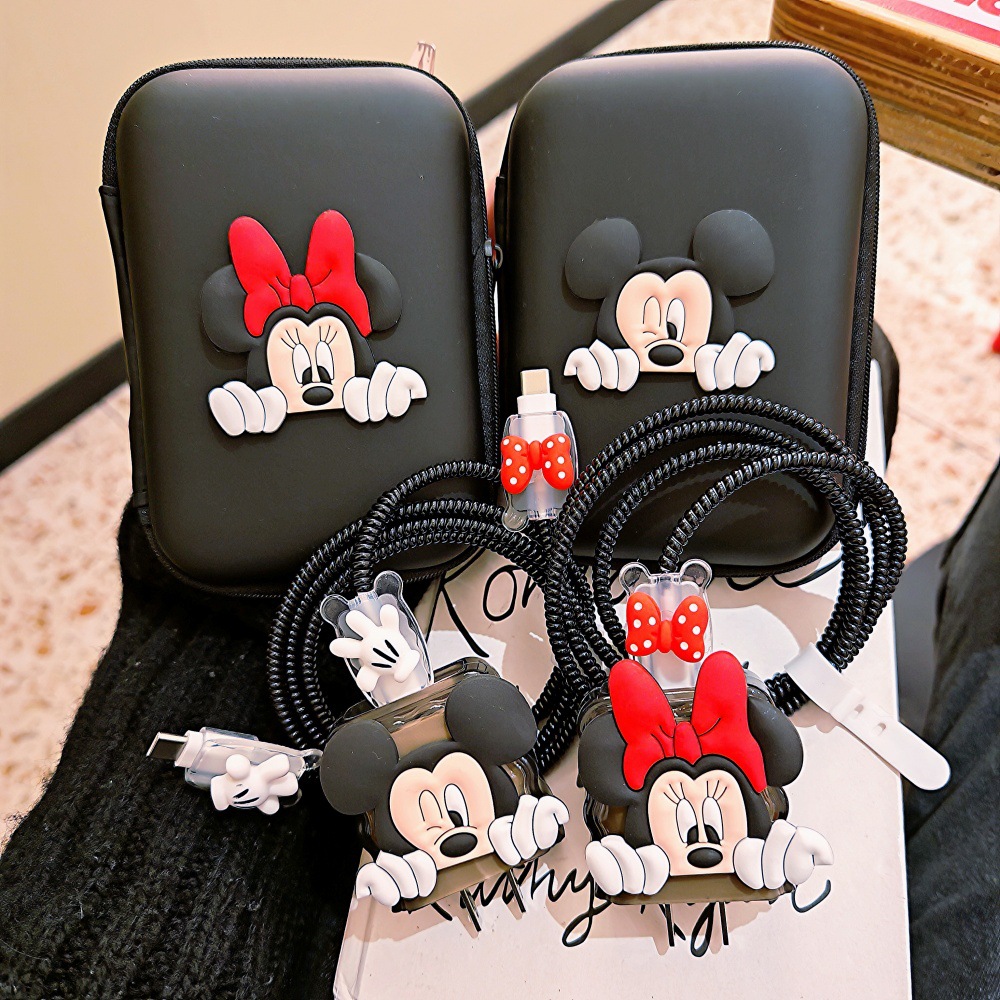 Phone Cases Rubber - Cute Mickey Minnie Cable Protector for