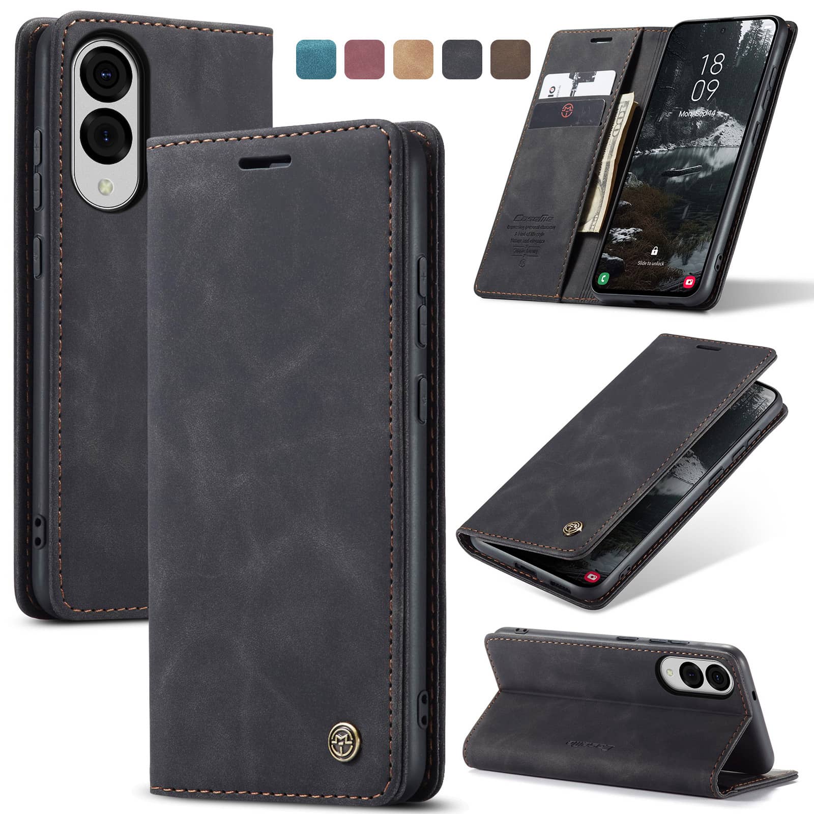 Leather Folio Wallet Case - Flip Wallet Case for Samsung Galaxy