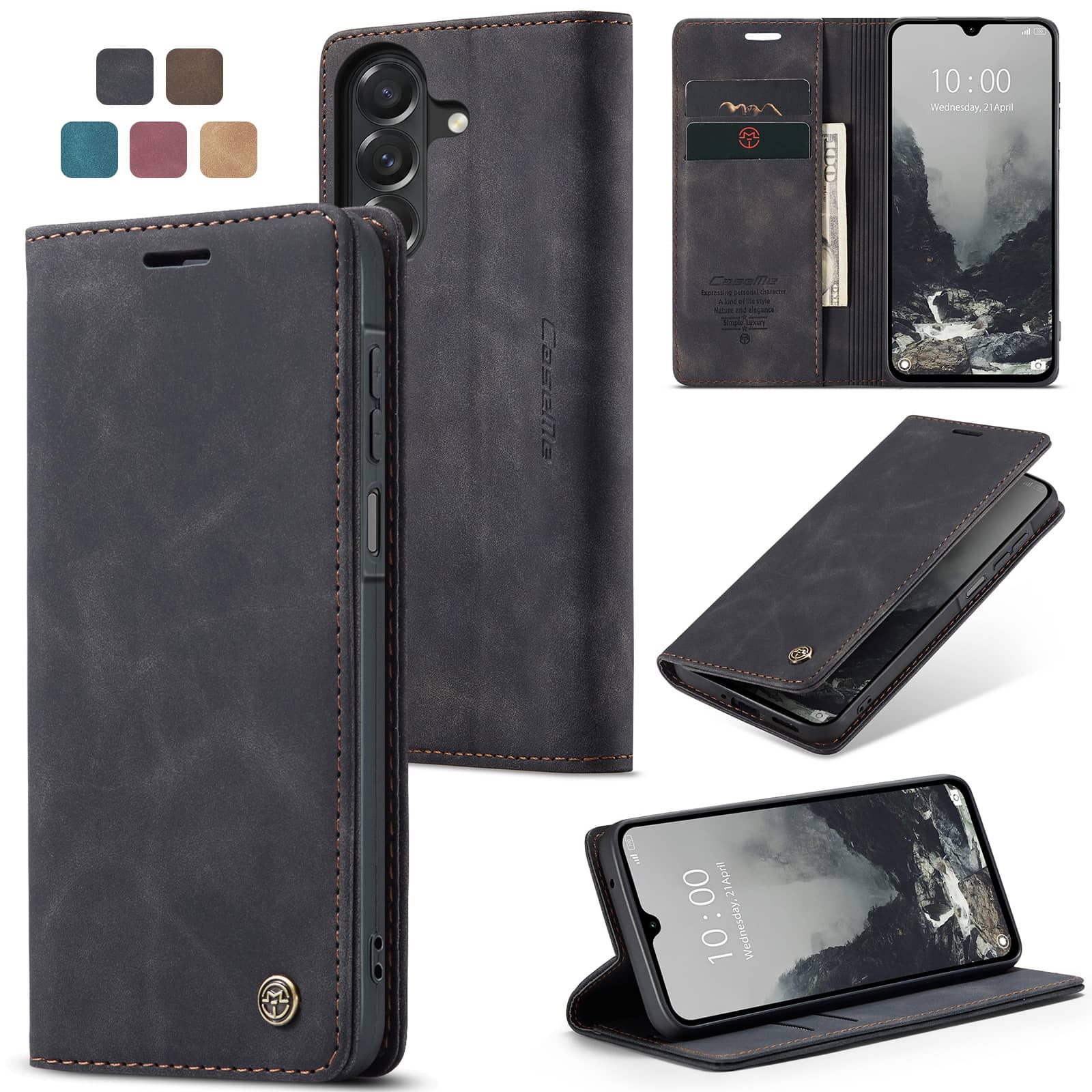 Leather Folio Wallet Case - Flip Wallet Case for Samsung Galaxy