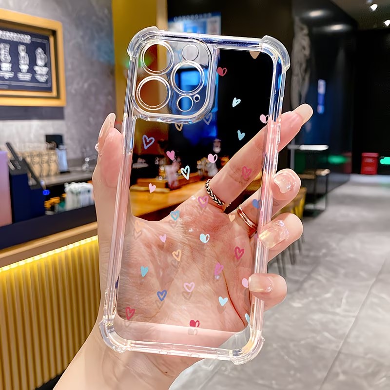 Phone Cases Iphone 11 - Transparent Corner Bumper Colorful Hearts Phone