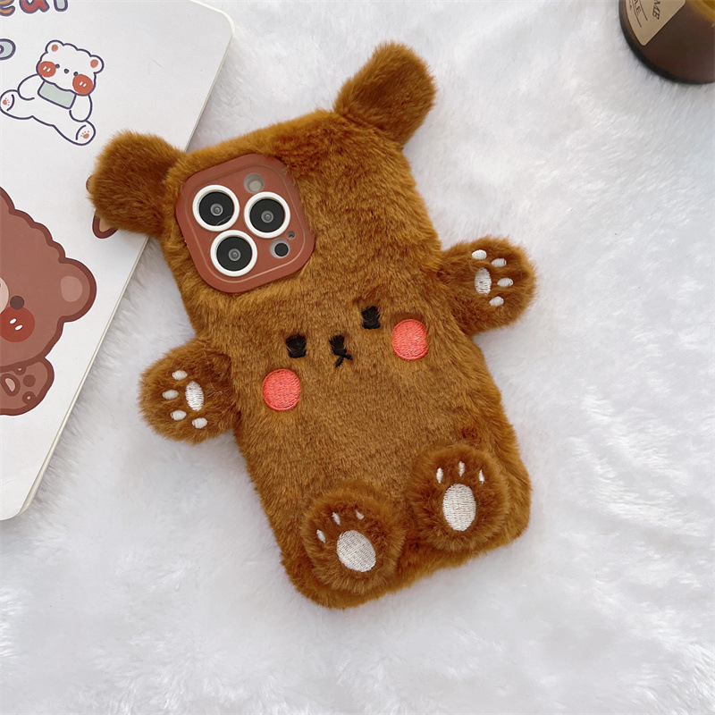 Korean 3D Cartoon Bear Fluffy  - Phone Cases Iphone 11 ulasan dan harga
