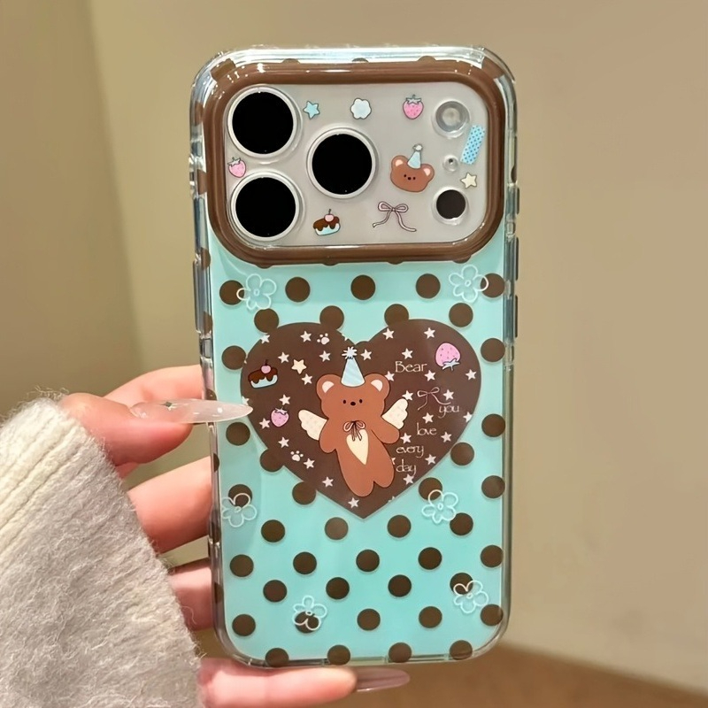 Brown Polka Dot Heart Bear Pat - Phone Cases Brown ulasan dan harga