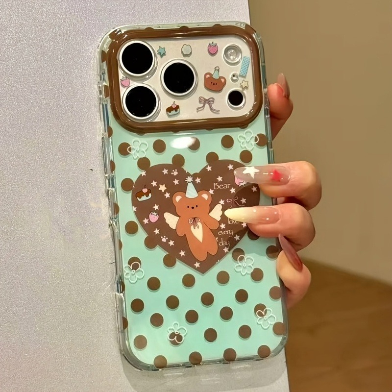 Brown Polka Dot Heart Bear Pat - Phone Cases Brown ulasan dan harga