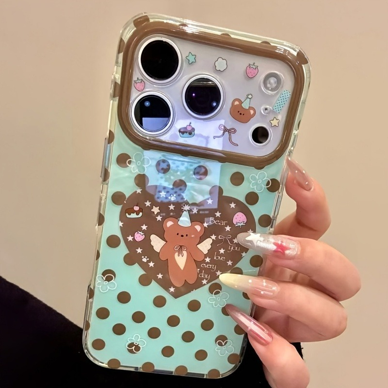 Brown Polka Dot Heart Bear Pat - Phone Cases Brown ulasan dan harga