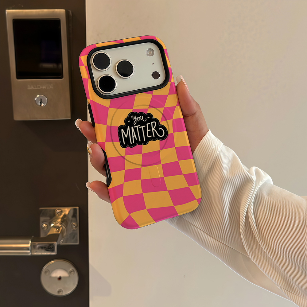 Pink Orange Check Slogan For i - Phone Cases Orange ulasan dan harga