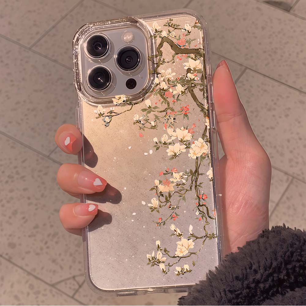 Vintage Magnolia Flower glitte - Phone Cases Xr Iphone ulasan dan harga