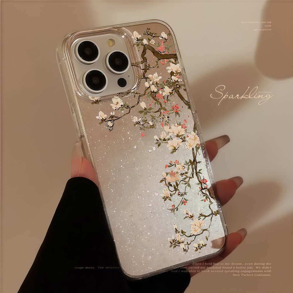 Vintage Magnolia Flower glitte - Phone Cases Xr Iphone ulasan dan harga