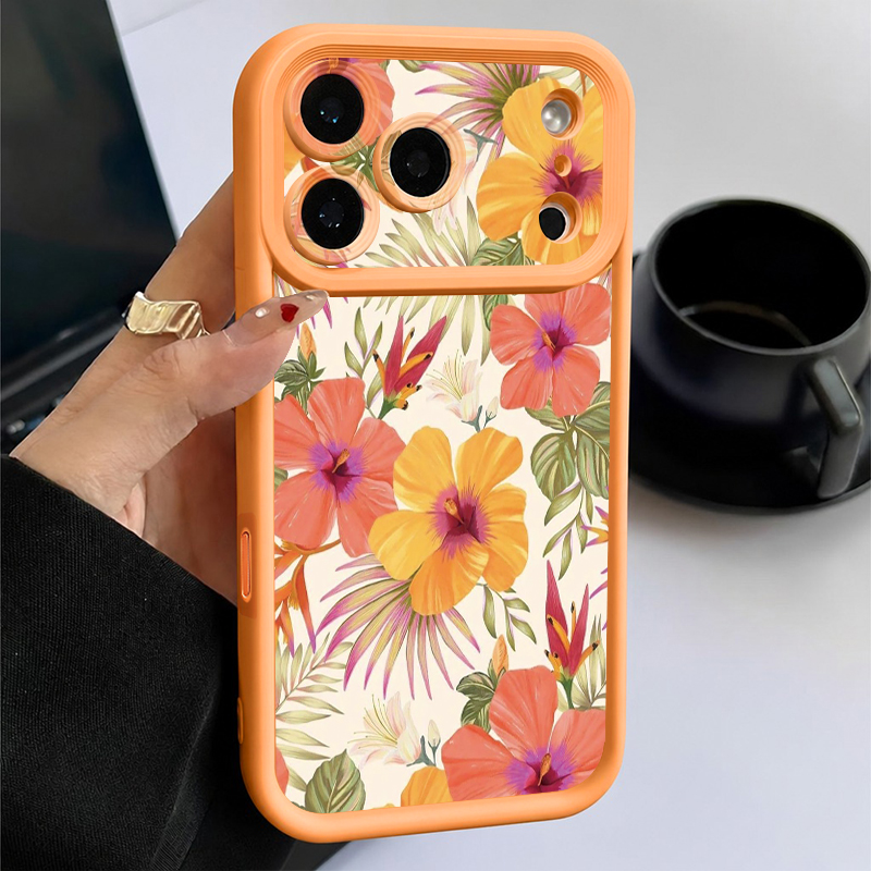 Orange Flower Pattern TPU Phon - Phone Cases Orange ulasan dan harga