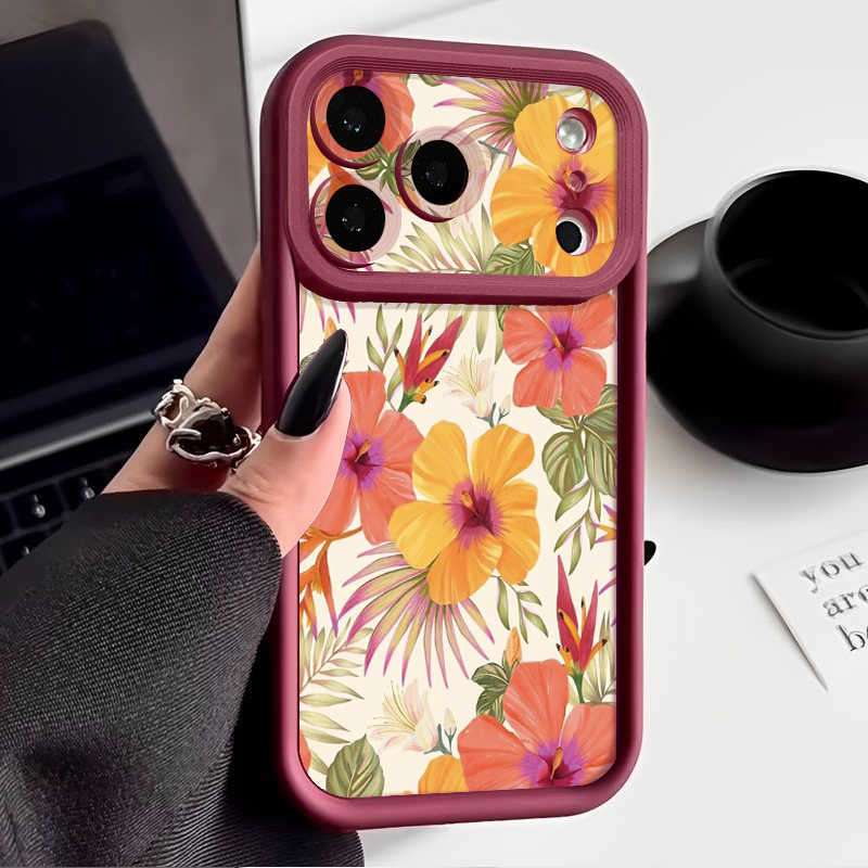 Orange Flower Pattern TPU Phon - Phone Cases Orange ulasan dan harga
