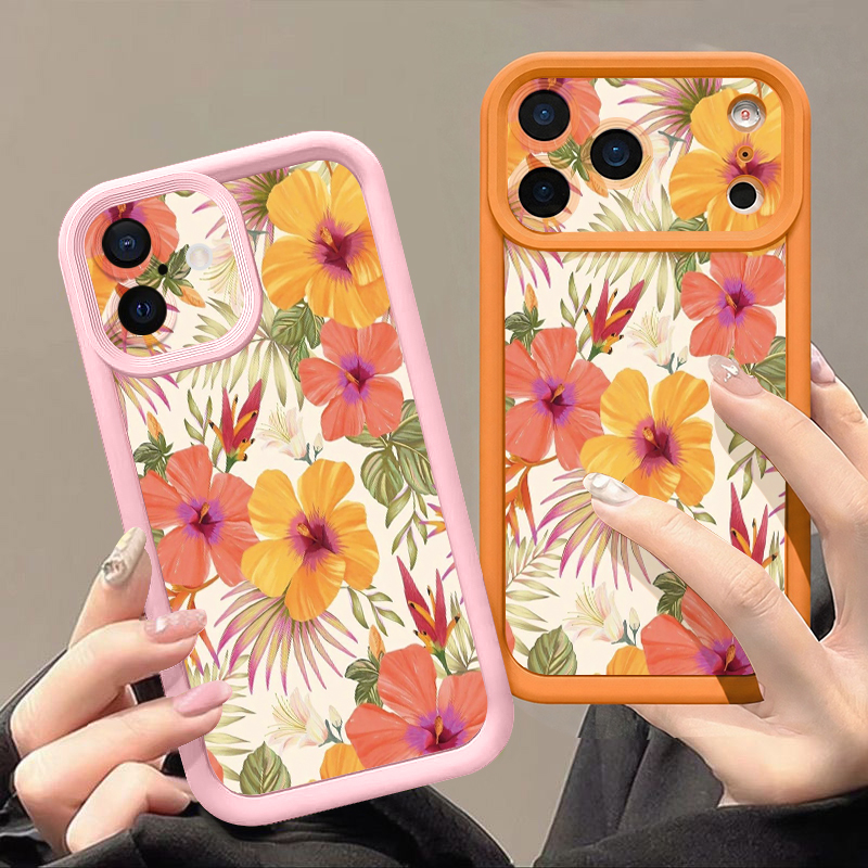 Orange Flower Pattern TPU Phon - Phone Cases Orange ulasan dan harga