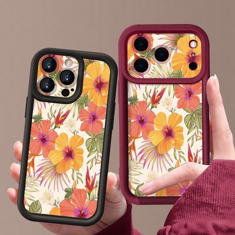 Orange Flower Pattern TPU Phon - Phone Cases Orange ulasan dan harga