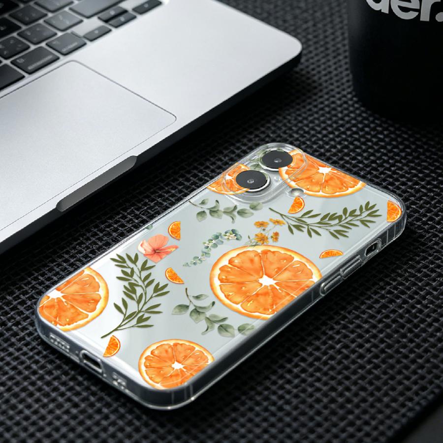 Orange Slice And Leaf Print So - Phone Cases Orange ulasan dan harga